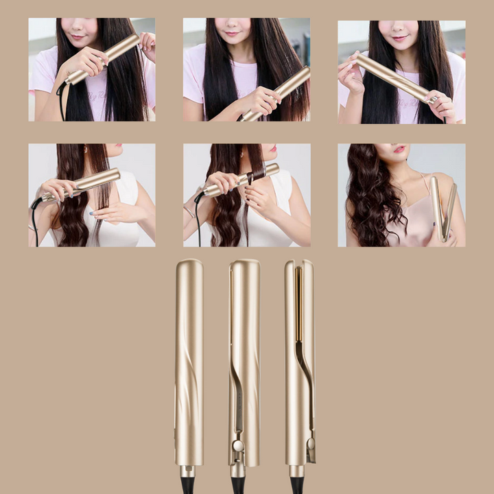 Professionelles Damen Stylinggerät: 2-in-1 Haarglätter & Lockenstab für schnelle und einfache Haarpflege.