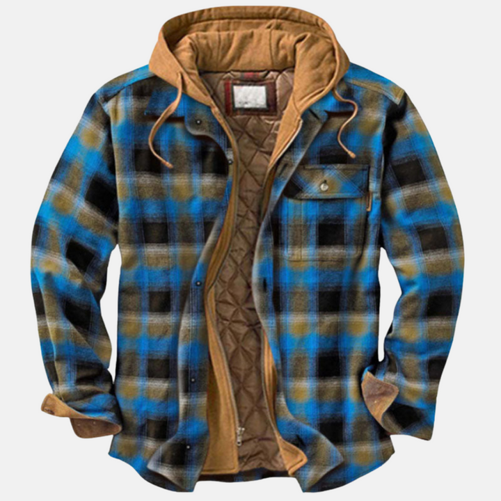 Robuste karierte Herbstjacke für Herren, lässig & bequem, stilvolle Outdoormode für Freizeit.