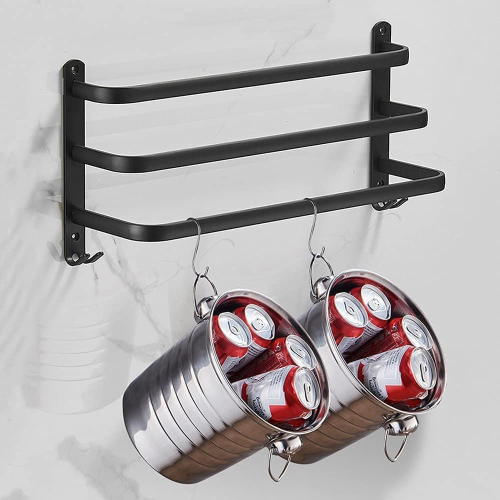 Moderner schwarzer Aluminium Handtuchhalter für die Wandmontage, schafft Ordnung im Bad.