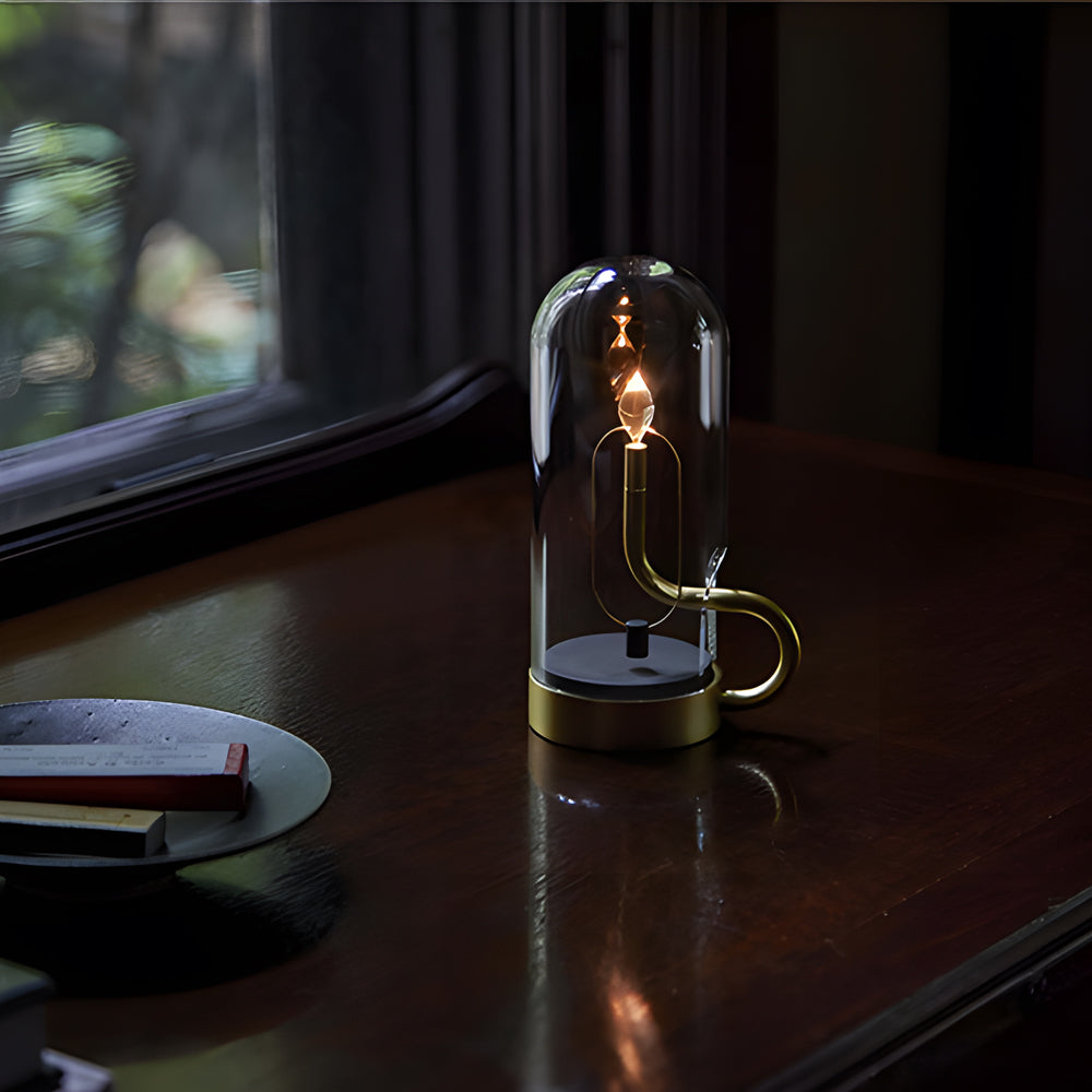 Hochwertige kabellose LED Tischleuchte, gold/schwarz, mit Akku & USB, schafft modernes Ambiente Licht.