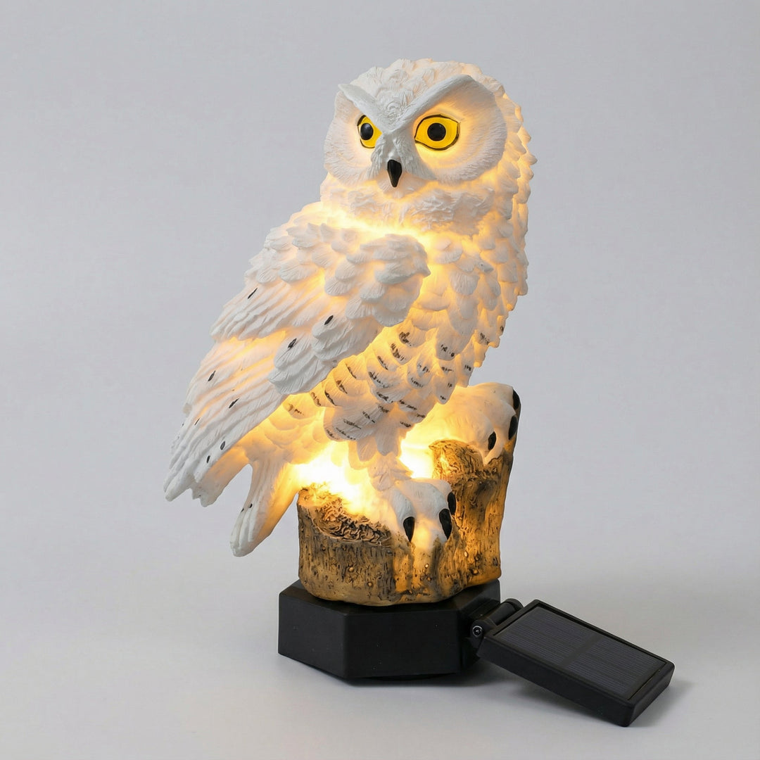 Dekorative Solar-Eulenlampe für Garten & Terrasse mit warmweißer LED-Beleuchtung. Wetterfest & kabellos.