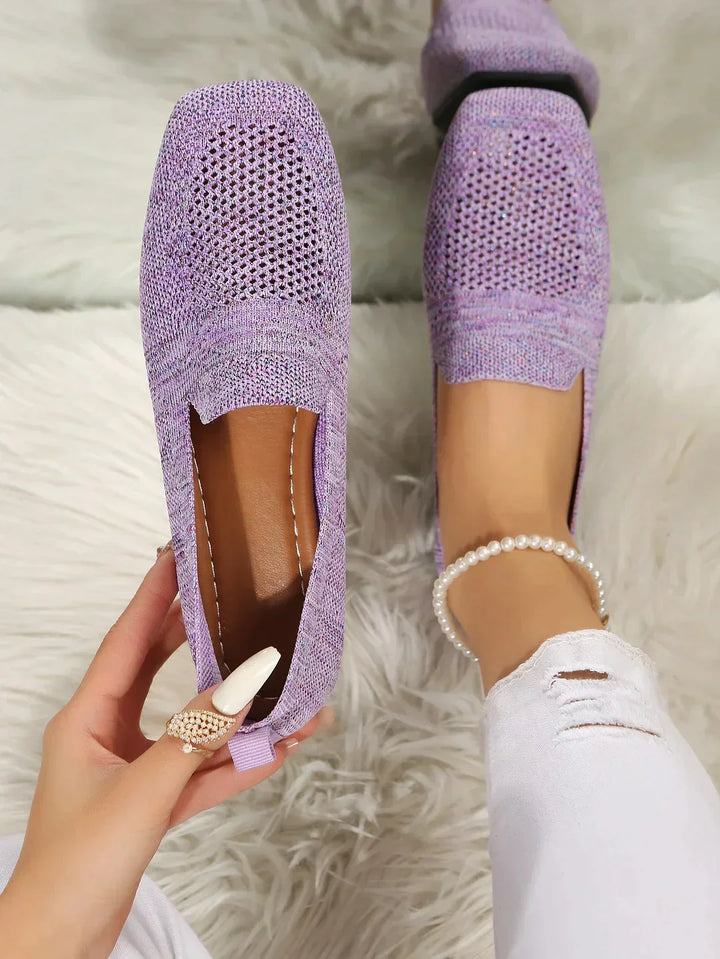 Damen Orthopädische Ballerinas Isabella: Komfortable Strick-Slipons für den Alltag, atmungsaktiv & antirutsch.