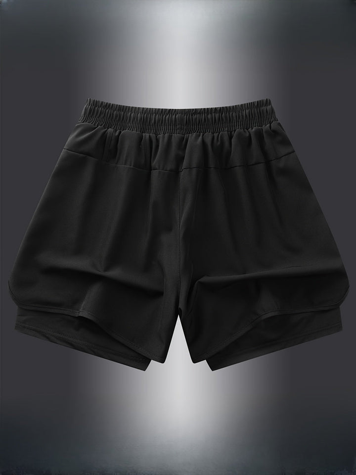 Praktische Herren Sportshorts 2-in-1 mit Taschen und integrierter Kompressionshose für Workout & Jogging.
