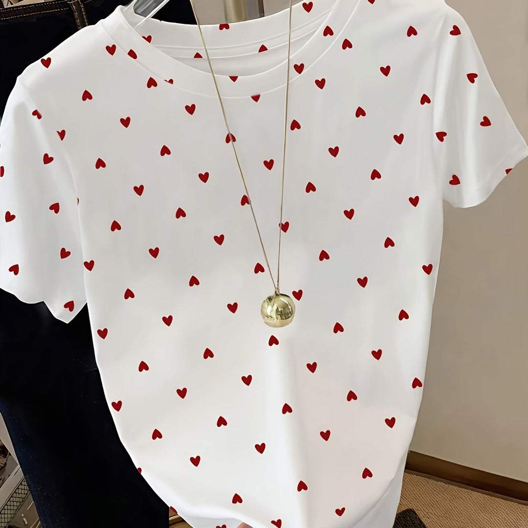 Alltagstaugliches Damen T-Shirt, feminin gestaltet mit Punkten und Herzen.