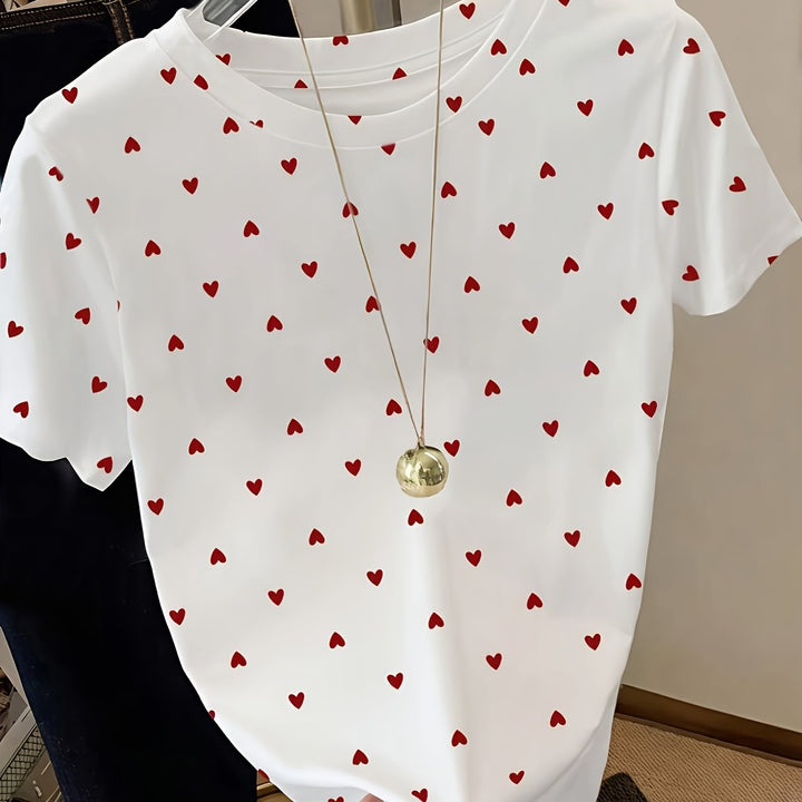 Alltagstaugliches Damen T-Shirt, feminin gestaltet mit Punkten und Herzen.