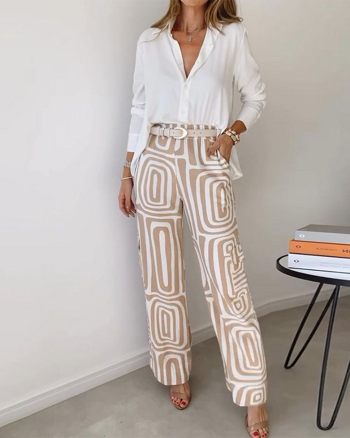 Bequemes Damen Zweiteiler Set mit Langarm-Top & Hose, elegant geschnitten, perfekt für jeden Tag.
