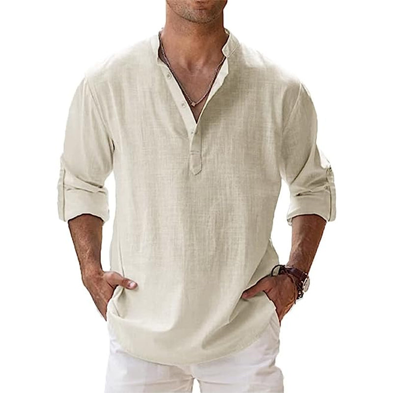 Herren Langarm Hemd für lässige Eleganz; vielseitig kombinierbar für Freizeit, Sommerstil und Casual-Look.