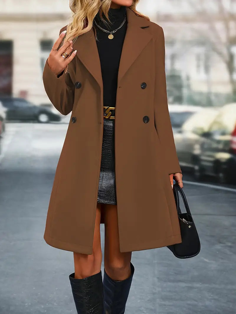 Damen Winter Wendemantel in Rot, langer Trenchcoat für Frauen, bringt Farbe in die Mode.