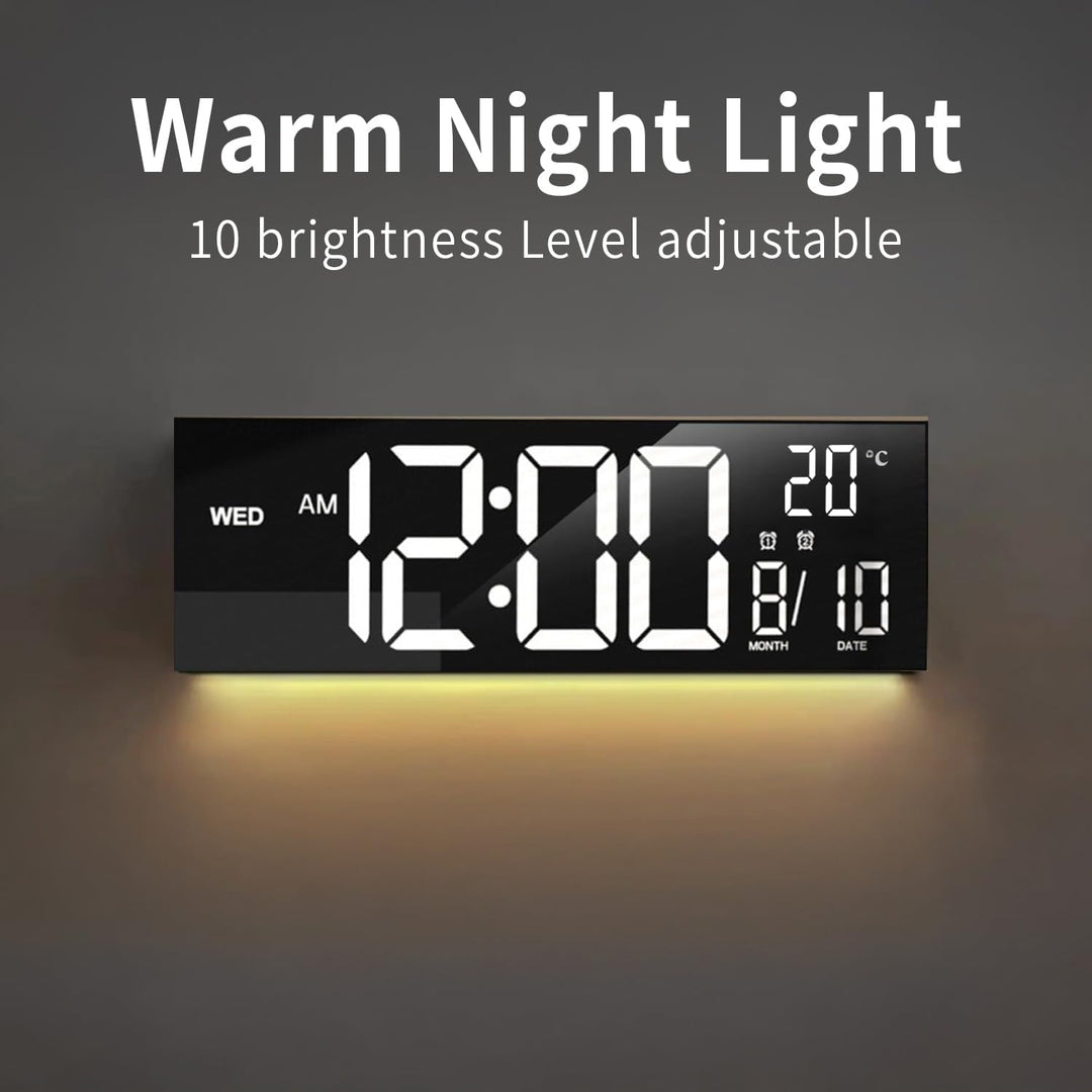 Große 16-Zoll RGB Digitaluhr Lumeris mit farbiger Anzeige und Fernbedienung, perfekt als Wand- oder Tischuhr.