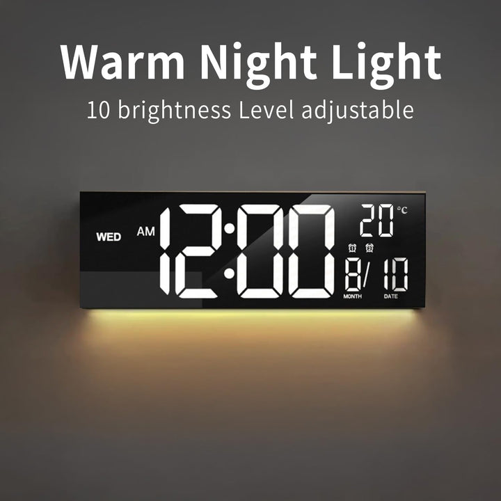 Große 16-Zoll RGB Digitaluhr Lumeris mit farbiger Anzeige und Fernbedienung, perfekt als Wand- oder Tischuhr.