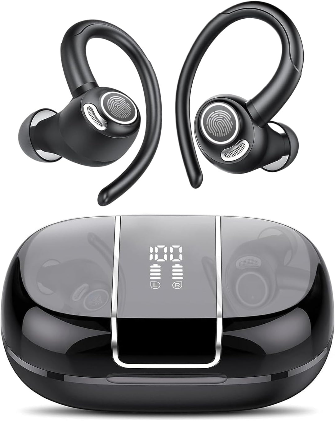 Kabellose Bluetooth 5.3 Sport-Ohrhörer von Zeyora mit Geräuschreduzierung und 48H Akkulaufzeit.