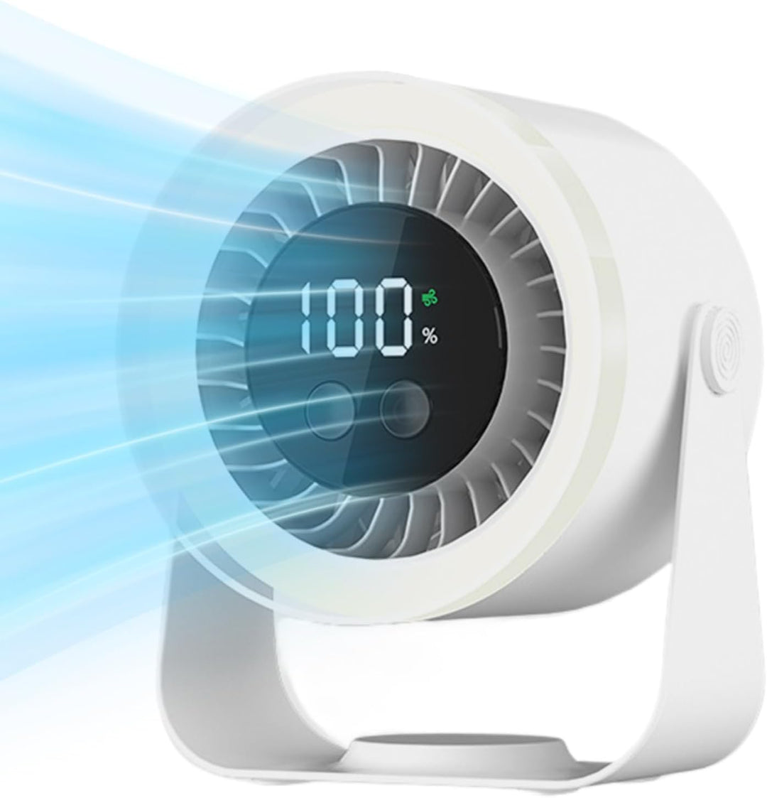 Auralis Akku-Tischventilator. Flexible, leise Kühlung ohne Kabel. Ideal für unterwegs.