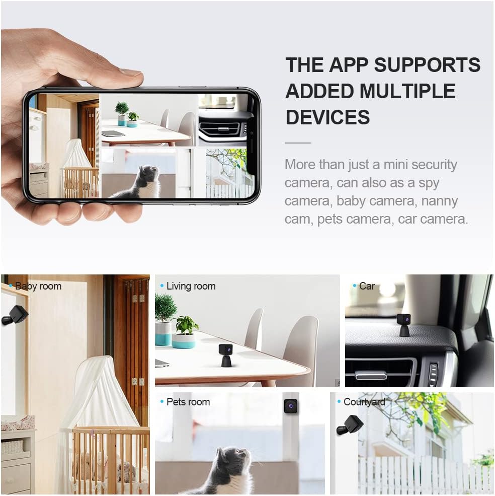 Sichere 4K WLAN Mini-Überwachungskamera mit Nachtsicht für umfassenden Schutz Ihrer Innenräume.