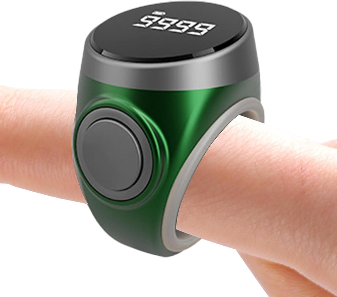Praktischer wiederaufladbarer Fingerzähler, digital, als Ring getragen, für schnelle Zählung.