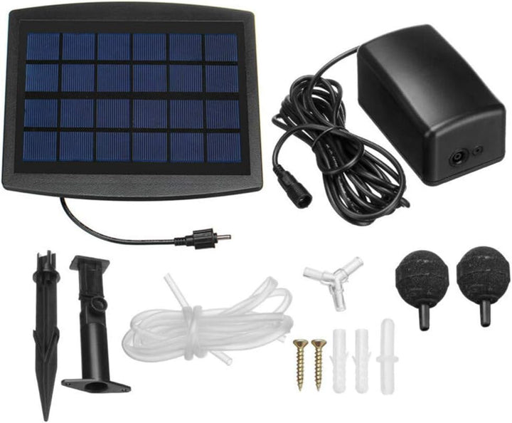 Detailansicht der 2,5W Solar-Luftpumpe für Teich & Aquarium. Robuste, energieeffiziente Technologie für frisches Wasser.