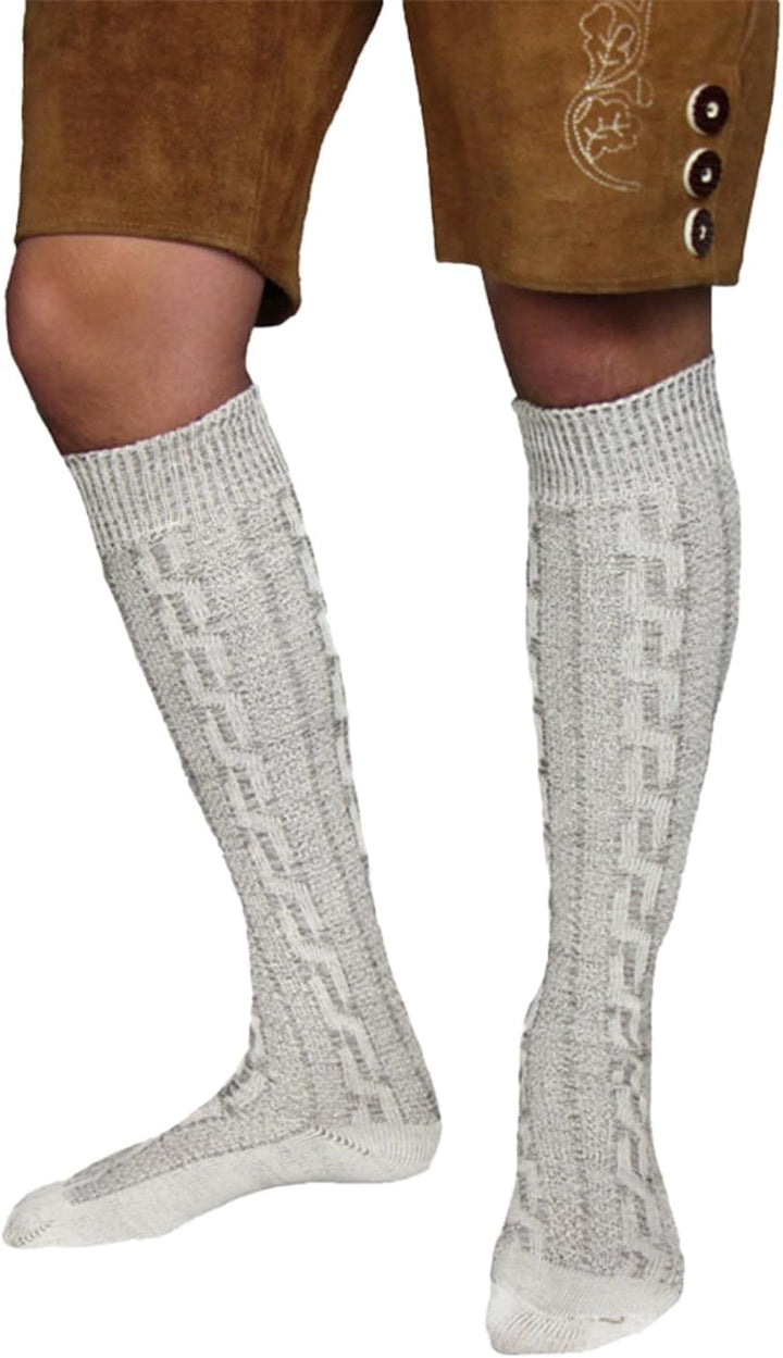 Herren Trachtenstrümpfe (2er-Set) für Oktoberfest, klassisch mit Zopfmuster. Traditionelle bayerische Trachtenmode Socken.