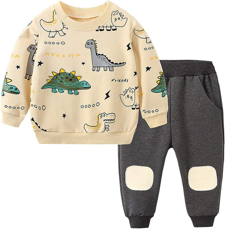 Stilvolles Jungen Dinosaurier Set. Komfortabler 2-Teiler mit Dino-Motiv, ideal für Spielplatz und Alltag.