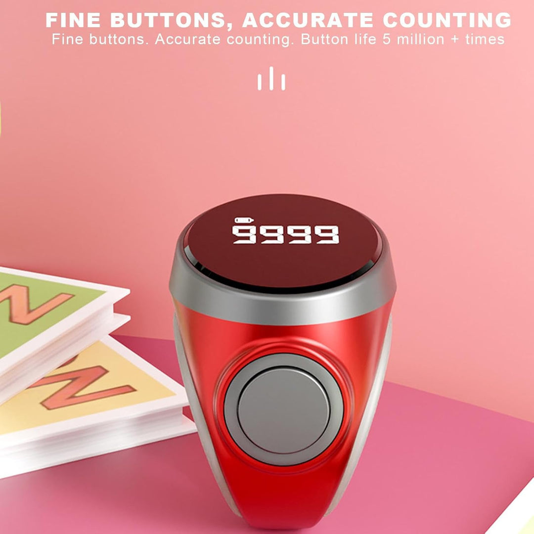 Ergonomischer 4-stelliger Fingerzähler-Ring, digital, mit LED-Display, wiederaufladbar.