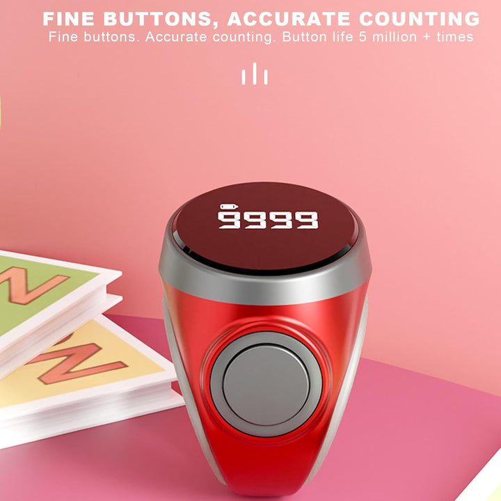 Ergonomischer 4-stelliger Fingerzähler-Ring, digital, mit LED-Display, wiederaufladbar.
