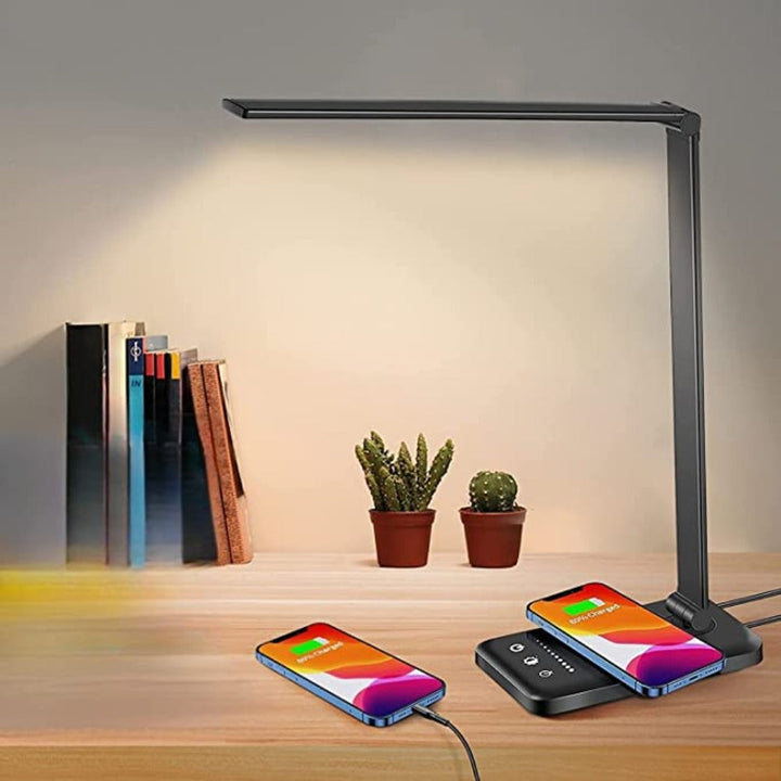 Elegante LED-Tischleuchte mit Touch-Bedienung & integrierter USB-Ladefunktion für moderne Arbeitsplätze.