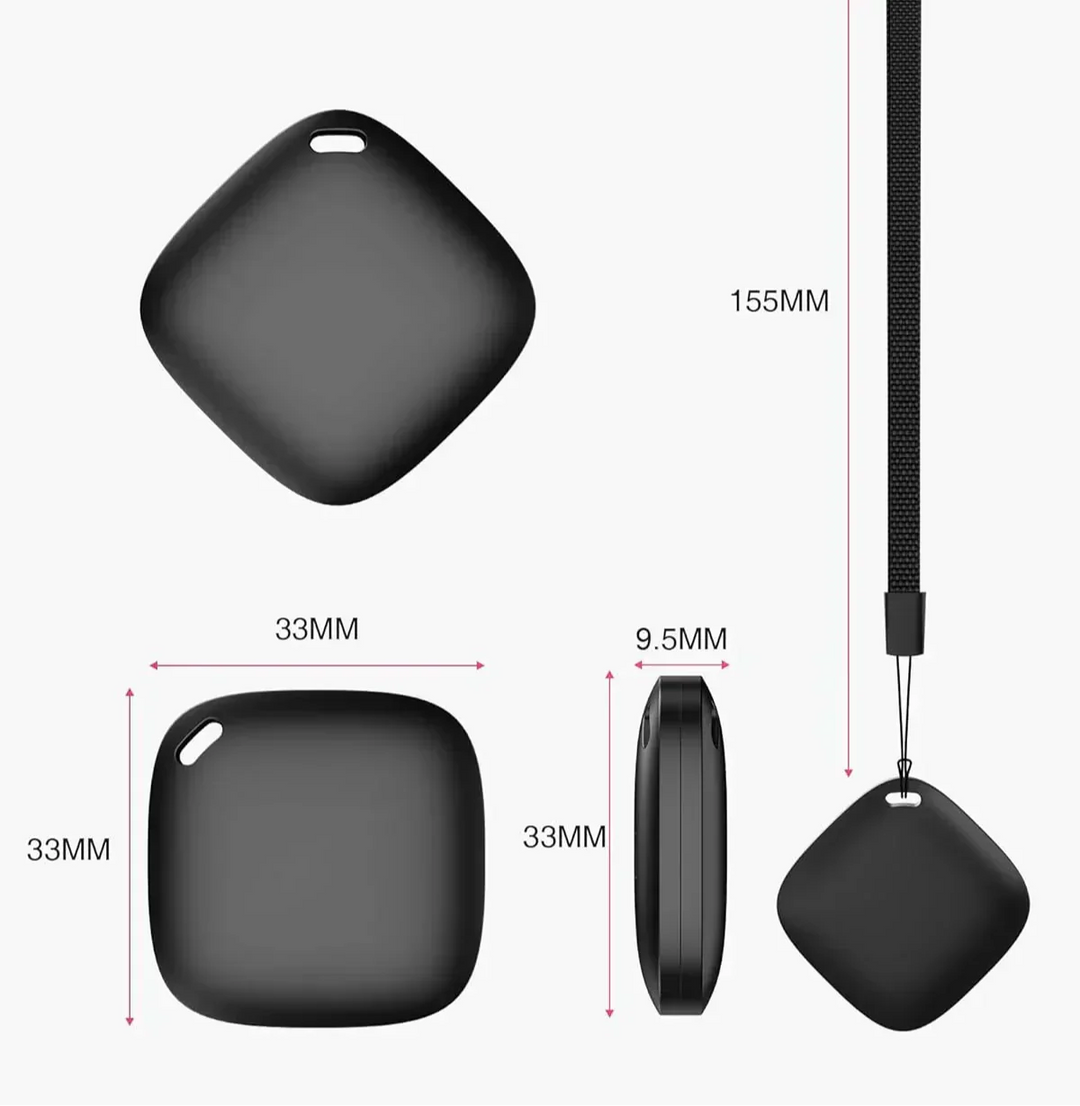 Vielseitiger GPS-Tracker, schwarz, kompakt, ideal für Haustier-Sicherheit, Kinder-Ortung & Wertsachen-Schutz.
