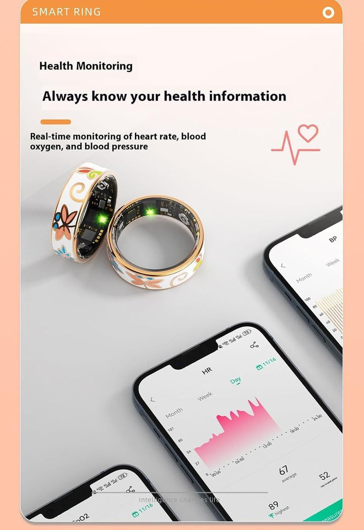Unisex Wellness-Ring mit Emaille-Akzenten. Präziser Schlaftracker & Fitnessbegleiter. Smarte Technik.