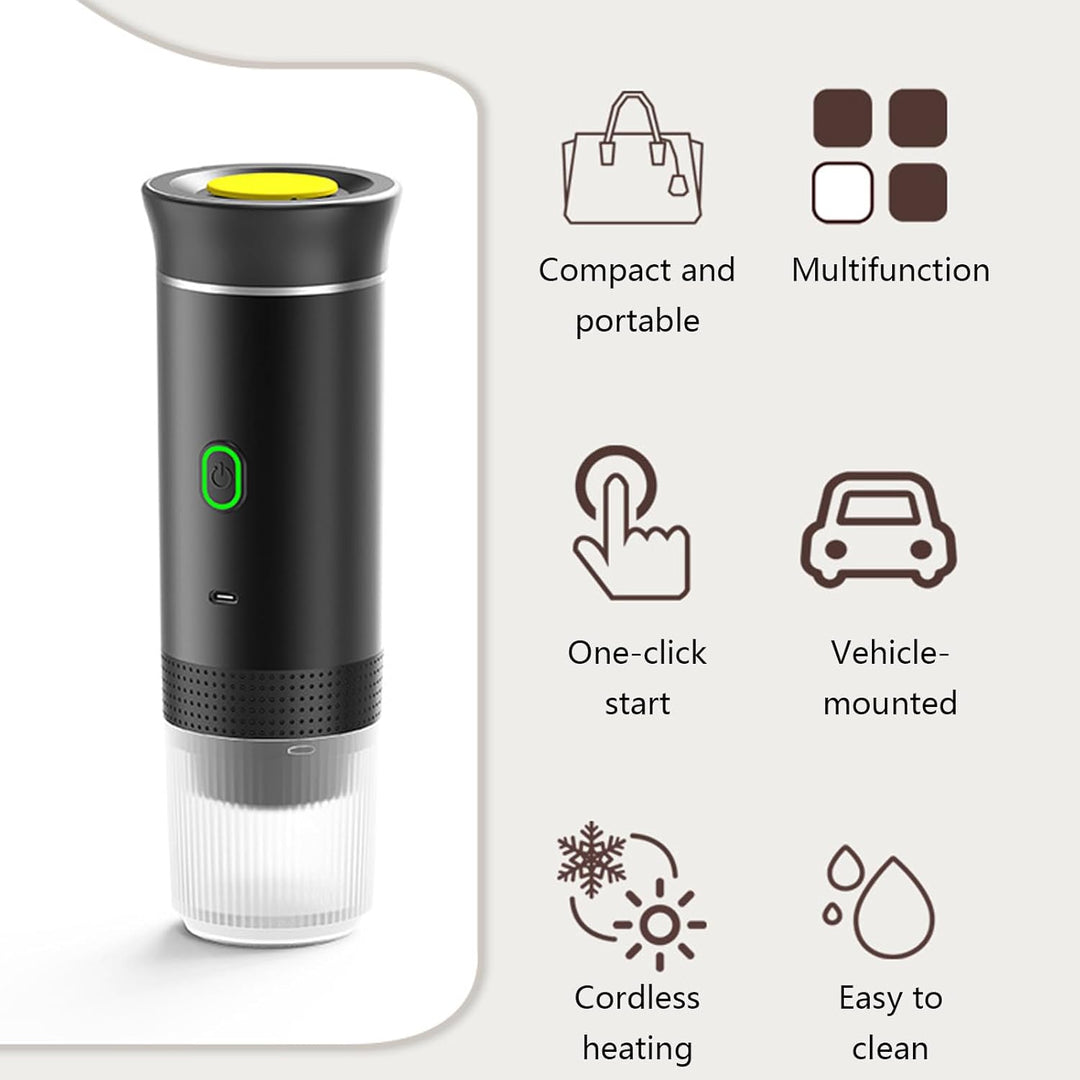 Mobiler 3-in-1 Espresso-Maker Raverno mit Akku, für Kapseln oder gemahlenen Kaffee, schnell & einfach.