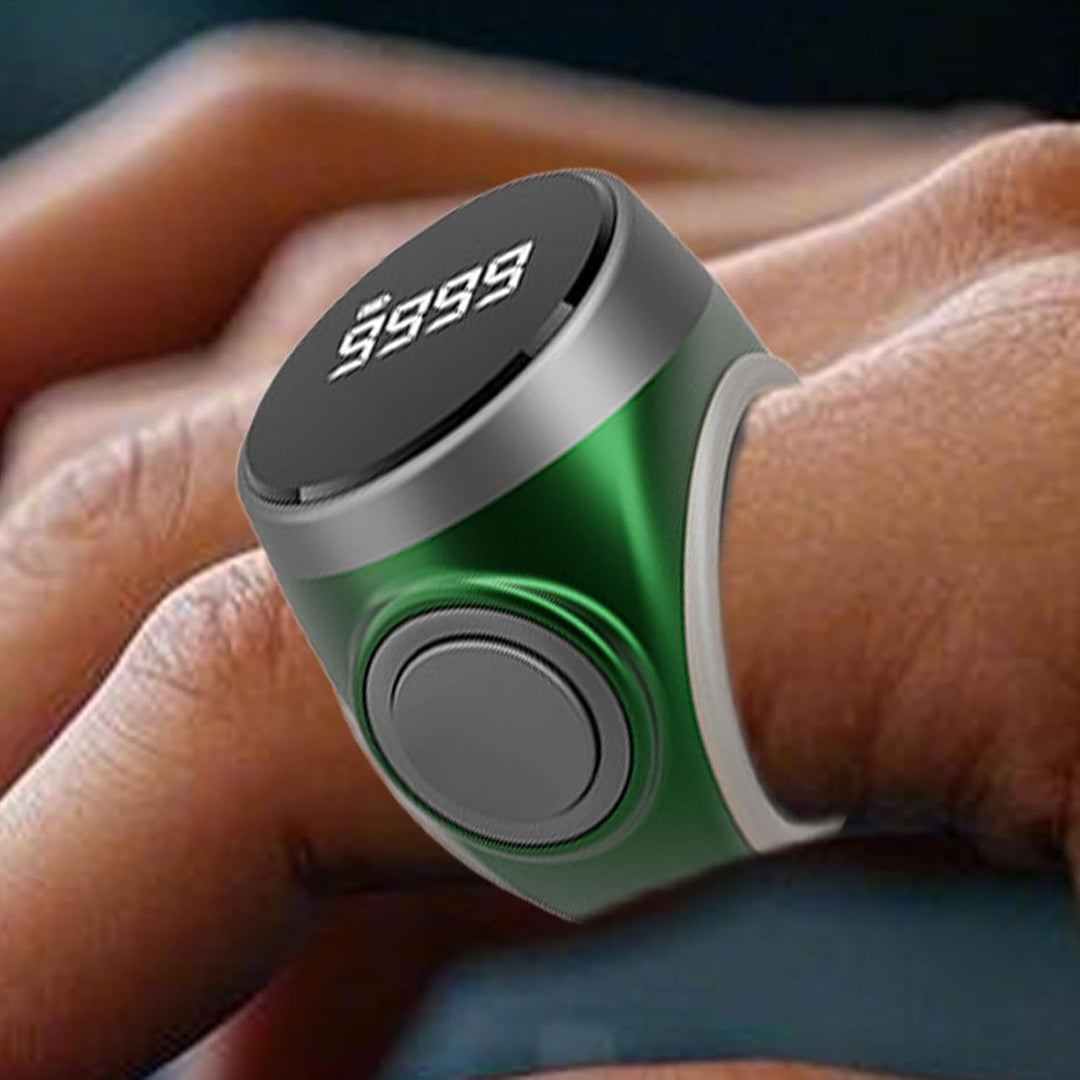 Elektronischer 4-stelliger Fingerzähler-Ring, wiederaufladbar, mit klarer Digitalanzeige.