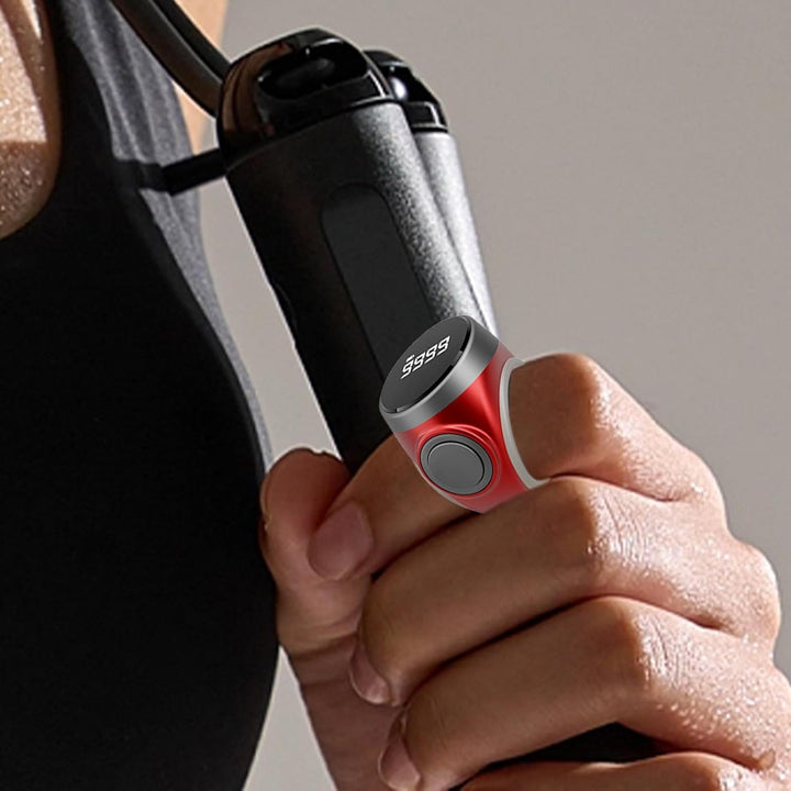Wiederaufladbarer 4-stelliger Fingerzähler-Ring von Calmero, Elektronik-Gadget für Sport.