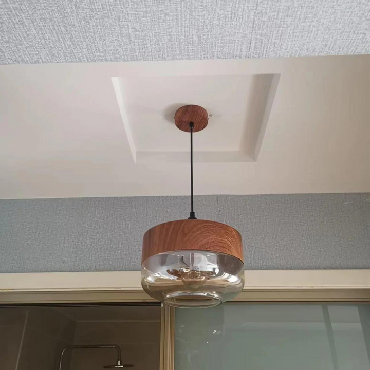 NordLuna Deckenleuchte Holz, skandinavisch inspiriert, höhenverstellbar, E27, ideal für jedes Wohnambiente.