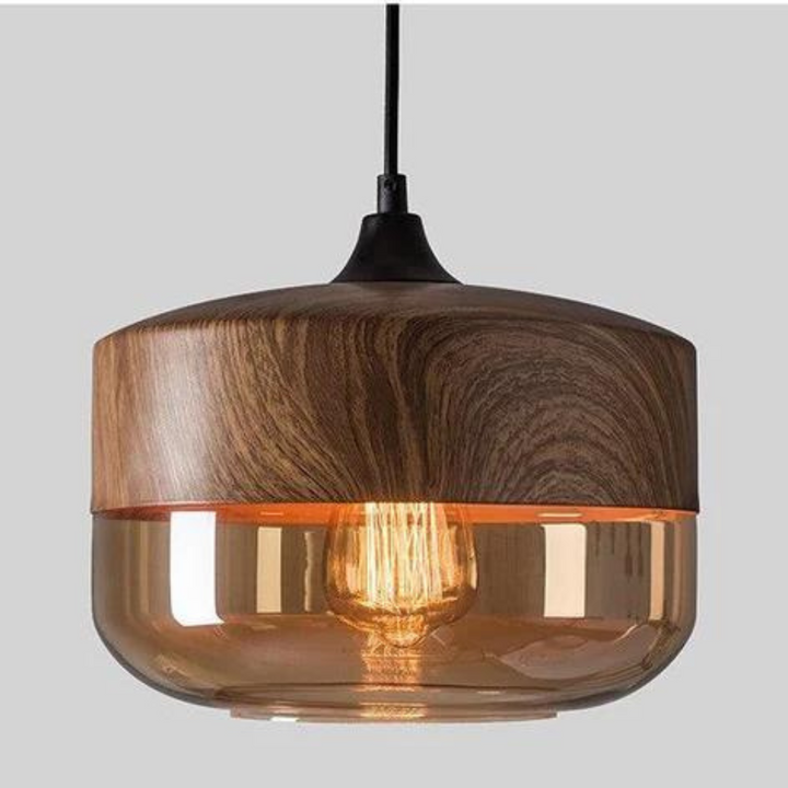 Natürliche Holzlampe, skandinavisch inspiriert, Hängelampe für Ess- und Schlafzimmer, gemütliche Beleuchtung.