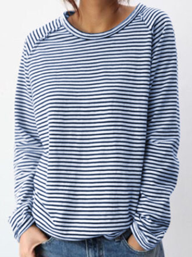 Komfortables Damen Langarmshirt, gestreiftes Longsleeve mit Rundhals für lässige Alltags-Looks.