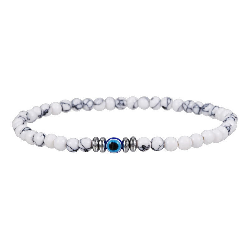 Modisches Schutzarmband für Herren: 4mm Natursteinperlen, Onyx, Tigerauge, Böses Auge.