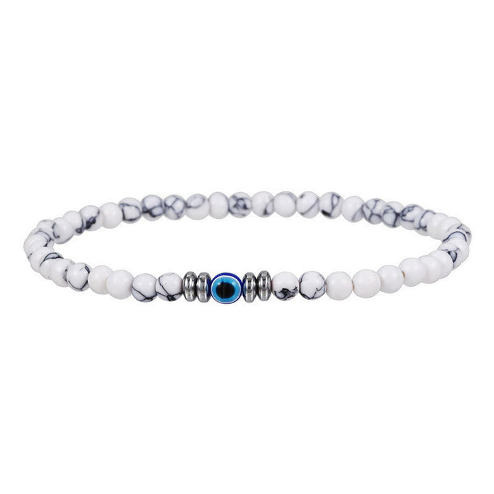 Modisches Schutzarmband für Herren: 4mm Natursteinperlen, Onyx, Tigerauge, Böses Auge.
