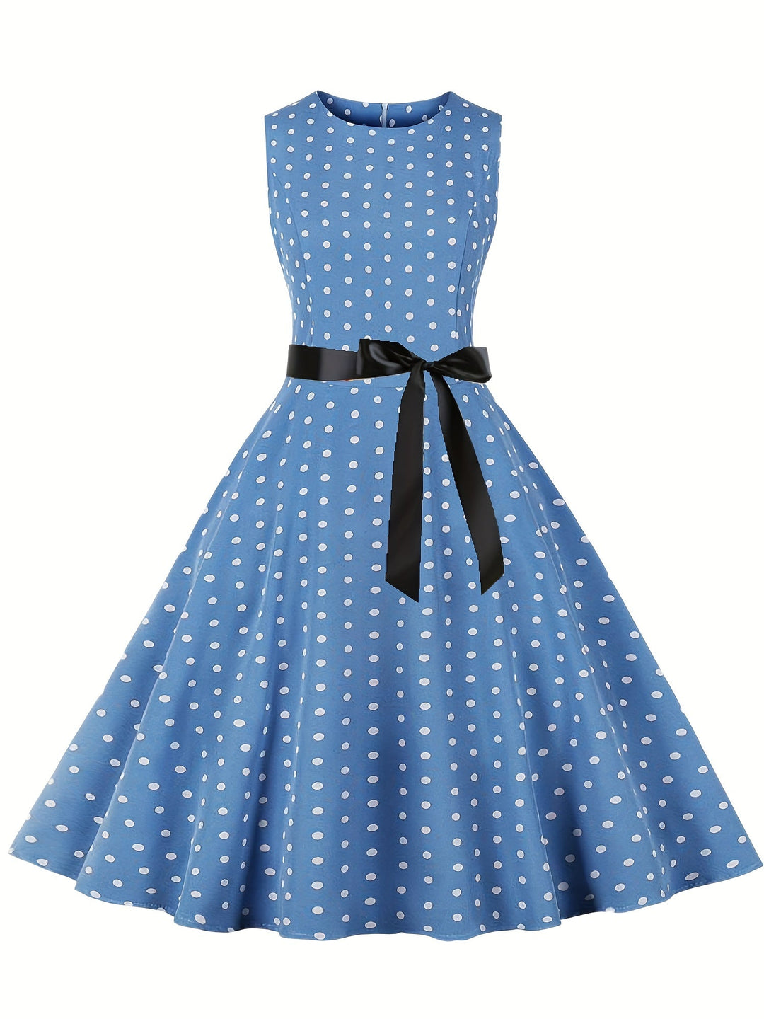 Vintage Damenkleid mit Polka Dots im Rockabilly-Stil, A-Linie, elegant für Parties und festliche Events.