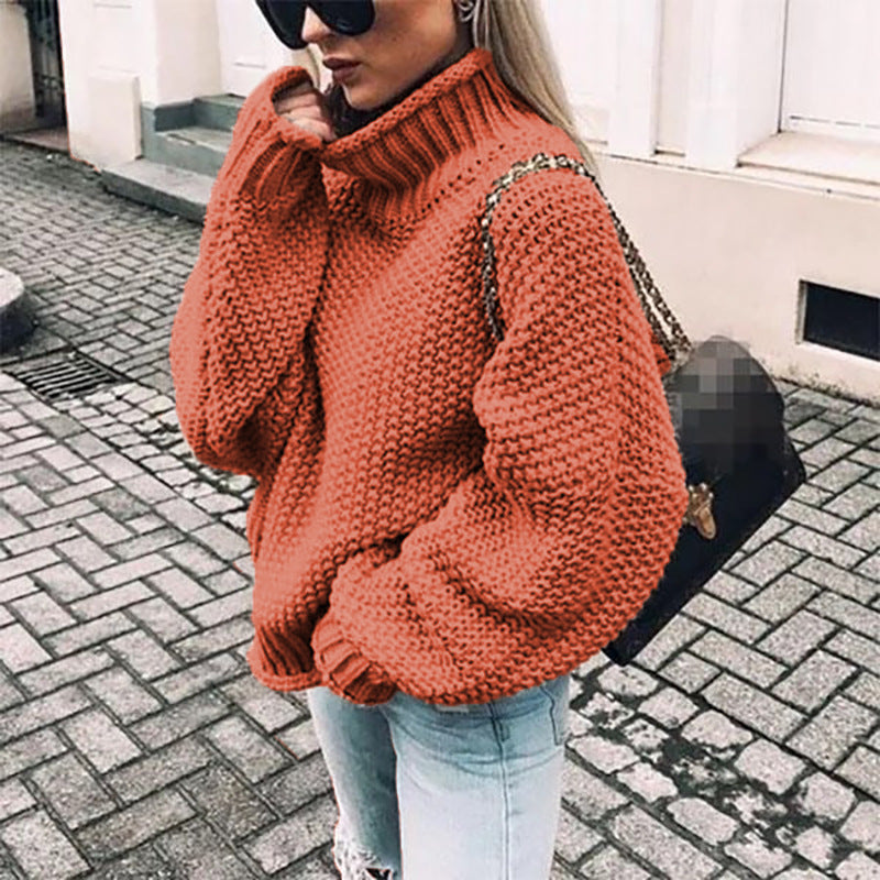 Damen Kuschelpullover mit Rollkragen, elegant und warm, der ideale Strickpullover für Winter.