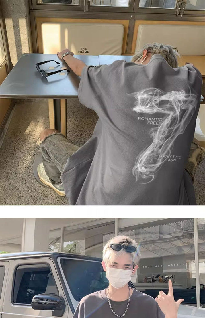 Komfortables Herren Übergrößen T-Shirt, weiß, Buchstabe Print, lockerer Schnitt, urbaner Stil.