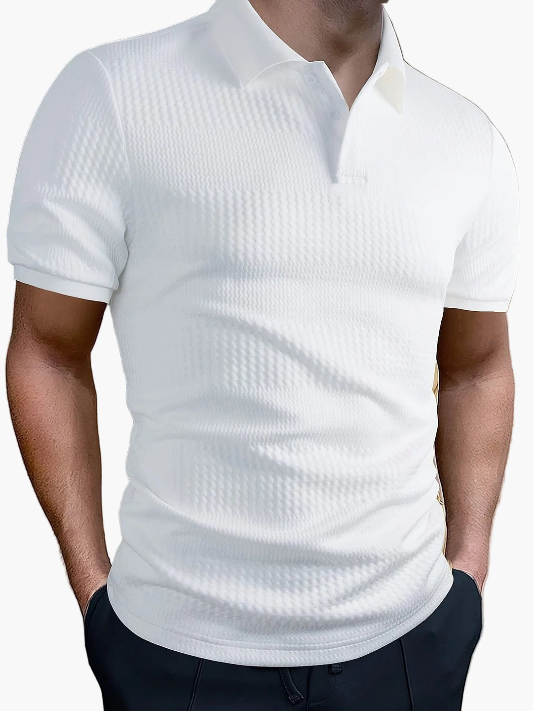 Herren Slim Fit Polohemd, modern und strukturiert, ideal für Freizeit & Büro.