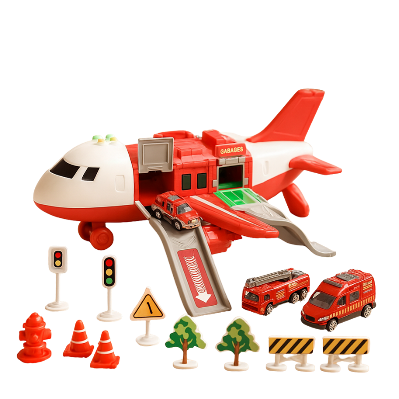 Buntes Kinder Flugzeug & Fahrzeug Spielset; fördert Motorik und Fantasie, ideal für Abenteuer Rollenspiele mit Spielzeugfahrzeugen.