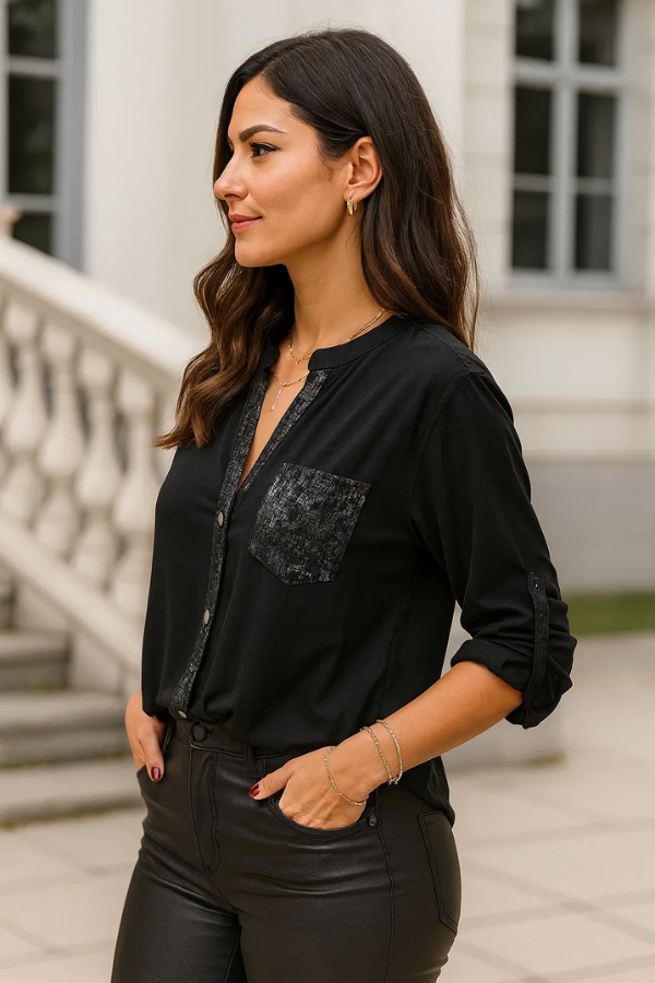 Festliches Damen Pailletten Top mit glitzernden Details, lockere Passform für besondere Anlässe.