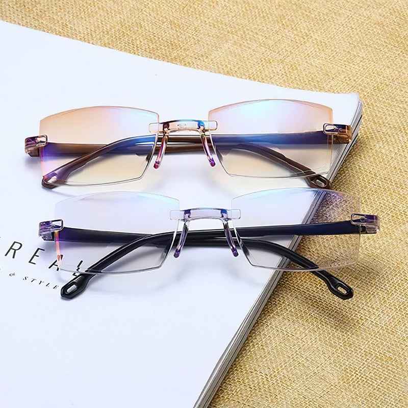 Stylische Unisex Gold-Lesebrille mit Blaulichtfilter und Multifokalgläsern für klaren Blick.