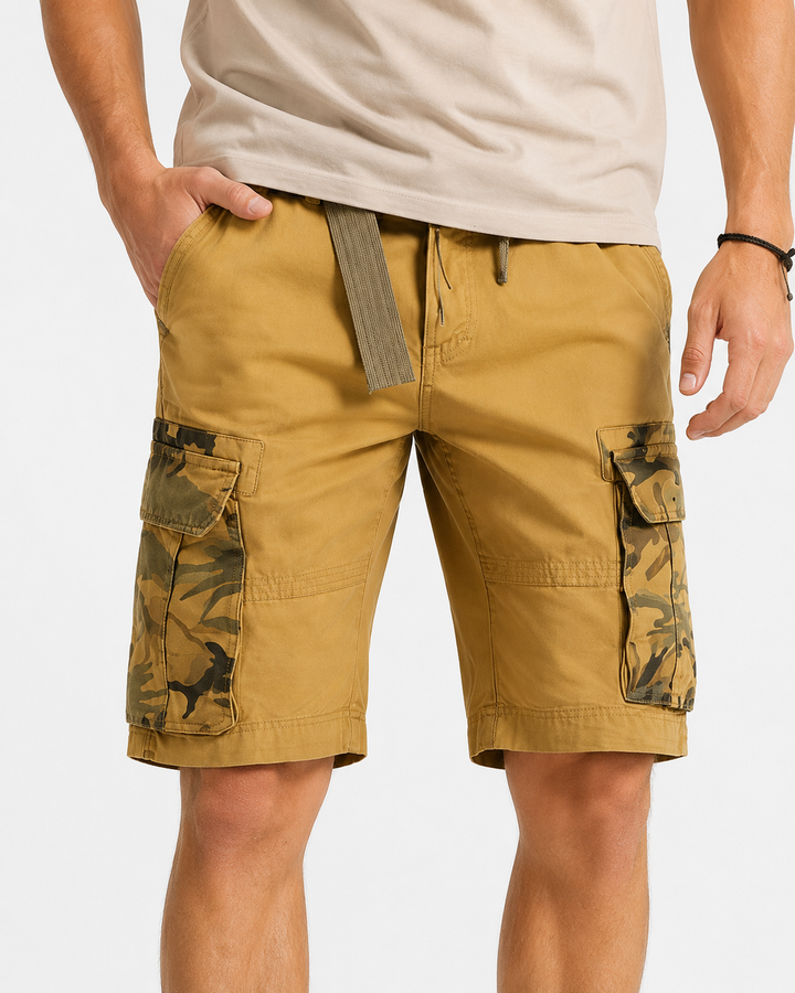 Komfortable Herren Freizeit Cargo Shorts Bermuda Camouflage, atmungsaktiv für den Sommer.