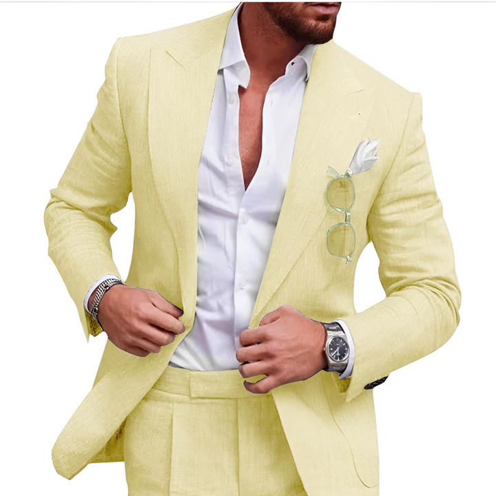 Stilvoller Herren Leinen Zweiteiler Caden. Elegante und leichte Sommerkleidung für Hochzeiten & besondere Events.