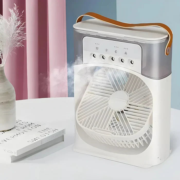 Multifunktionaler Luftkühler, Ventilator & Luftbefeuchter. Sorgt mit LED Licht für kühle, frische Luft im Sommer.