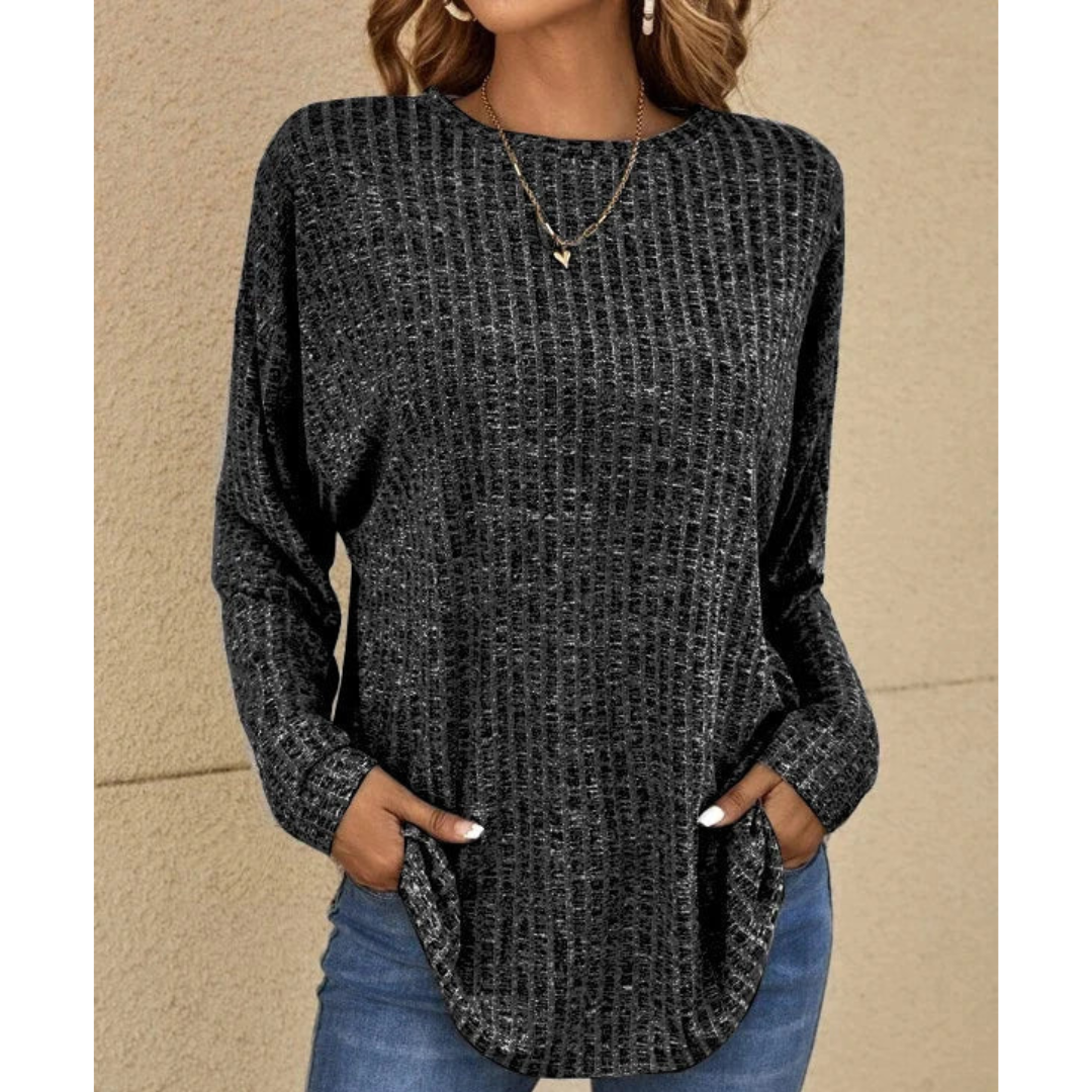 Eleganter Damen Pullover in Lila. Bequemer Langarm Sweater für den Alltag, vielseitig kombinierbar. Damenmode Herbst.