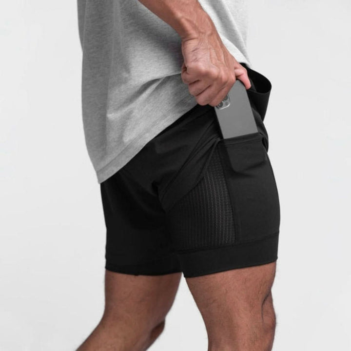 Vielseitige Herren Sportshorts 2-in-1 für Outdoor-Aktivitäten, Laufen, Training & Gym; atmungsaktiv.