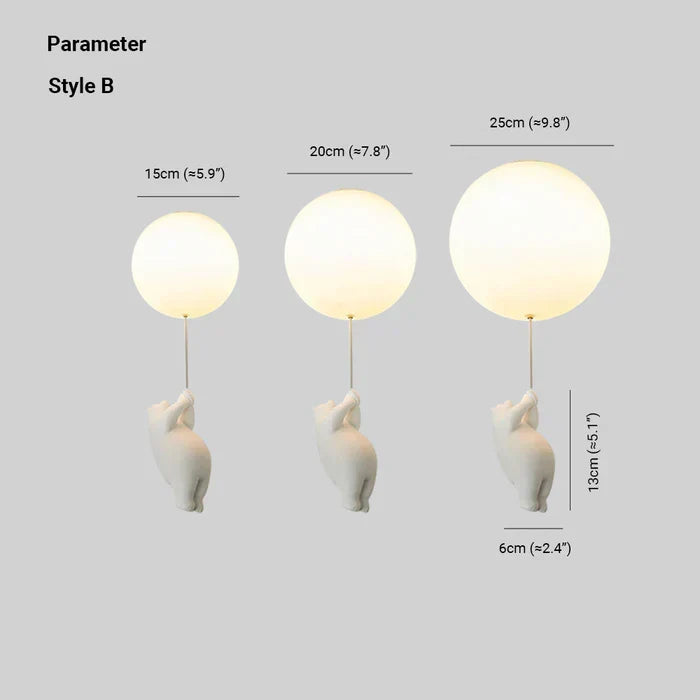 Dekorativer Bär & Ballon Deckenleuchter. Moderne LED-Kinderlampe für das Babyzimmer.