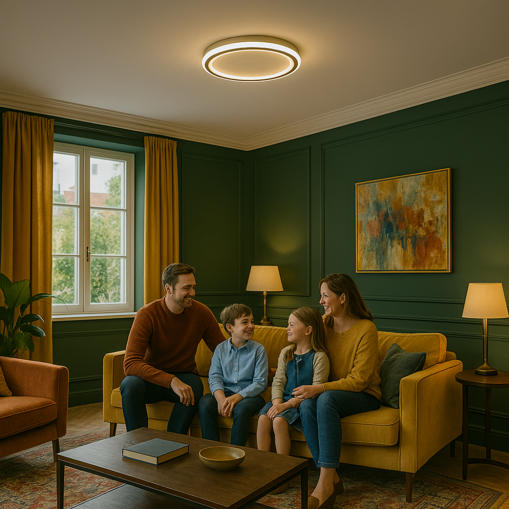 Minimalistische LED Deckenlampe in Skandi-Design für Wohnzimmer & Esszimmer, energieeffizient.