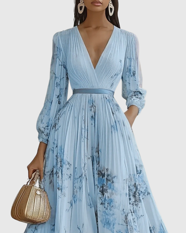 Damen Partykleid: Ärmelloses Blumen Midi-Kleid mit Plissee. Für Sommer & Urlaub.