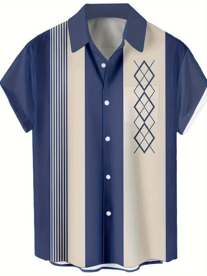 Stilvolles Männer Kurzarmhemd mit Streifen, lässig & bequem. Ideal als Sommerhemd oder Party-Outfit.